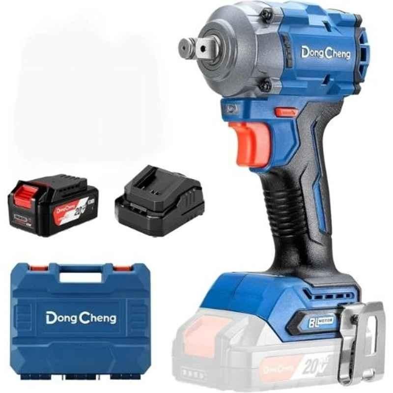 Dongcheng 12.7mm 358Nm Cordless Brushless Impact Wrench with 2 Pcs 20V 4Ah Battery & Charger, DCPB358 Type-EM