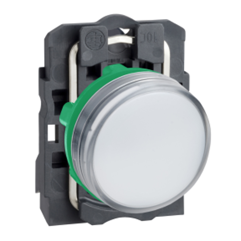 Schneider Harmony 24 VAC/DC Plastic White Plain Lens Pilot Light with Integral LED, XB5AVB1