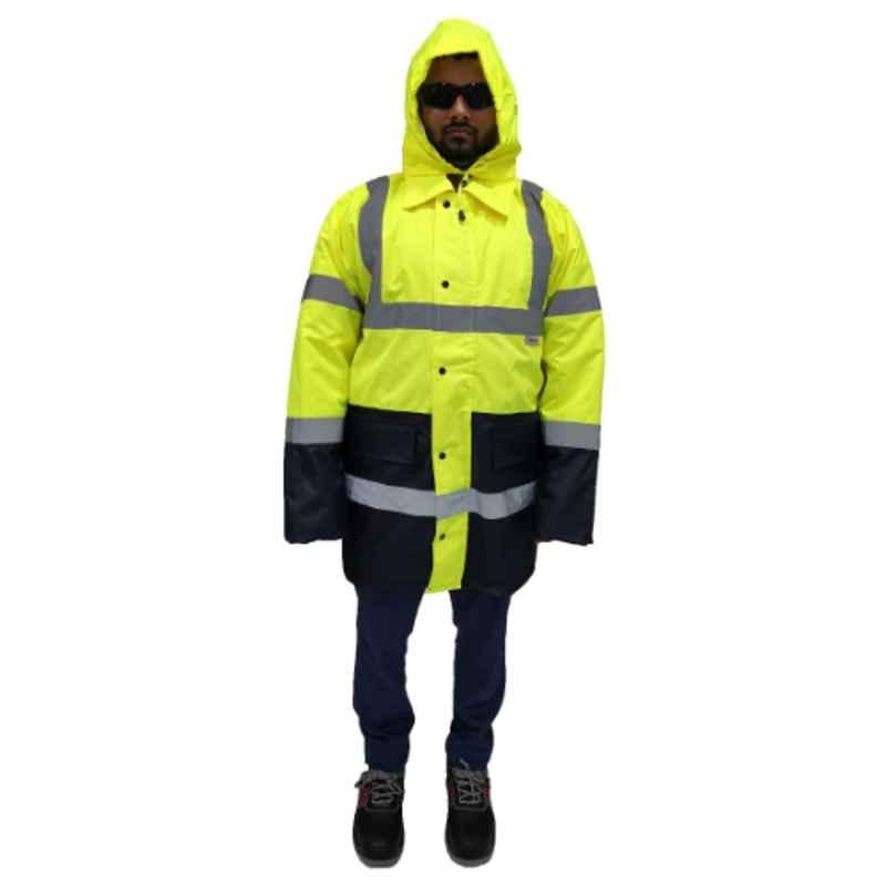 Taha Polyester Flore Yellow & Blue Parka Jacket, GL-05, Size: XL