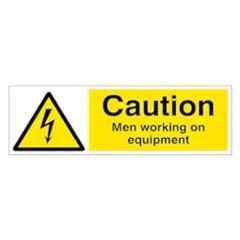 SUNSIGNS 450x150mm Vinyl & Acrylic Sandwich Caution Men Working on Equipment Signage, SN0179VNLM1HPIDAL