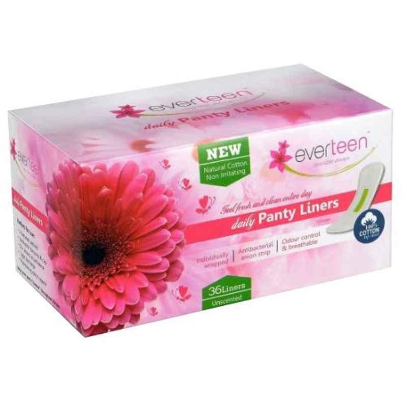 Everteen 36 Pcs Daily Panty Liners with Antibacterial Strip for Light Discharge & Leakage