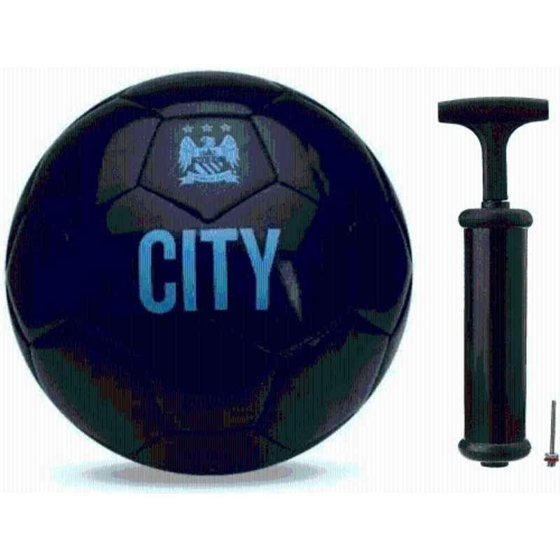 CKEPS City Black PU Genuine Leather Polyester Football with Pump Football (Pack of 2), Size: 5