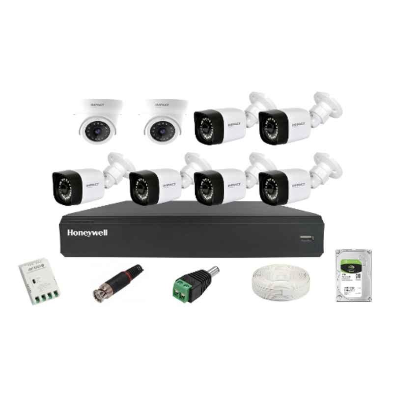 Impact by Honeywell 2MP CCTV Kit with 6 Bullet & 2 Dome Camera with 8CH AHD DVR, 1TB Hard Disk & All Accessories, I-MKIT8CH-2