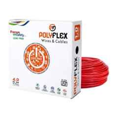 Polyflex Rex 4 Sqmm Red FR PVC Multi Strand CCA Electrical Wire, RP030, Length: 80 m