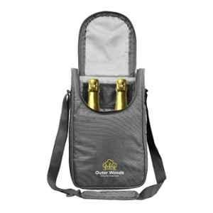 Outer Woods OW-04 Grey Nylon Cooler Bag with 360 deg Insulation for Carrying Wine, Beer & Whisky, Capacity: 2 Bottles