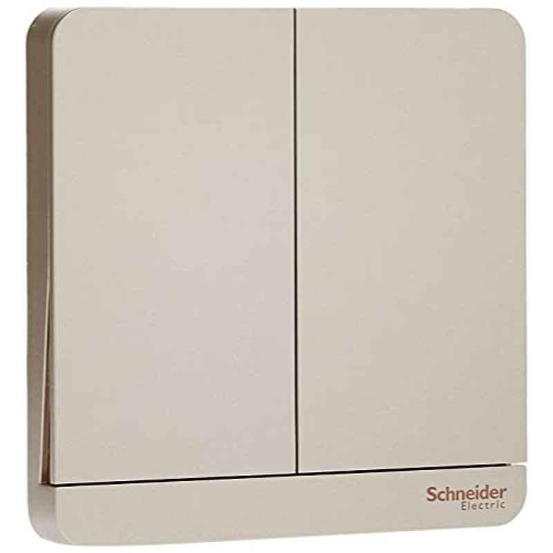 Schneider AvatarOn 16A 1 Way 2 Gang Polycarbonate Gold Plate Switch, E8332L1_WG