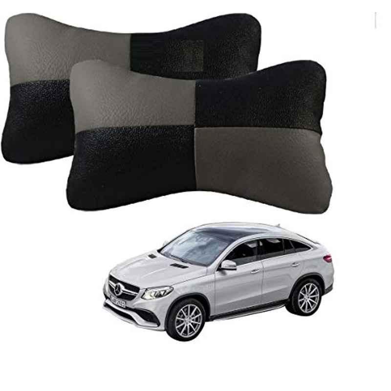 Kozdiko 2 Pcs Leather Grey & Black Neck Rest Car Cushion Pillow Set for Mercedes Benz B-Class