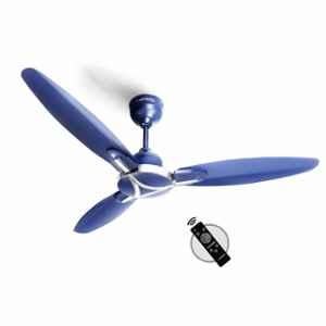 Longway Zephyr 28W 3 Blade 5 Star Ultra High Speed Silver Blue BLDC Ceiling Fan with Remote, Sweep: 1200 mm