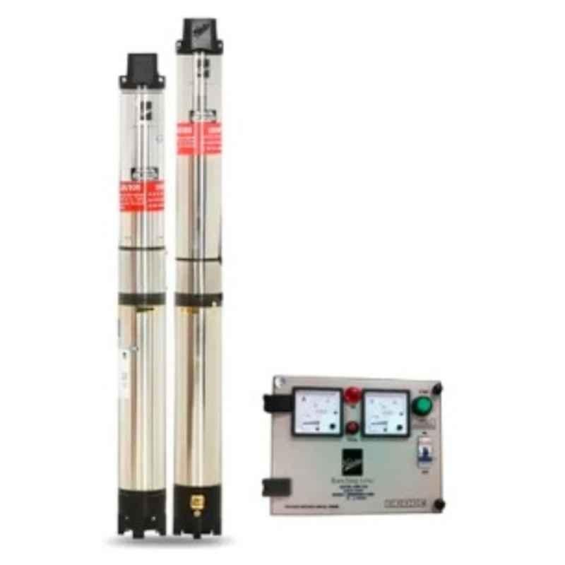 Kirloskar 1HP 100mm 8 Stages Single Phase Water Cooled Submersible Pump with Control Panel, NEO 60-1008 CP