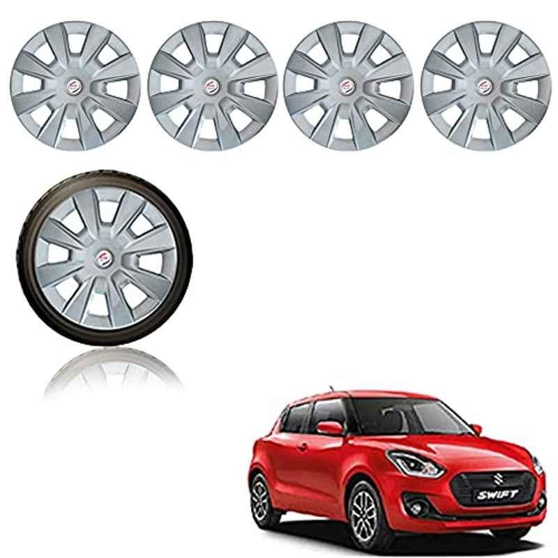 Auto Pearl 4 Pcs 14 inch ABS Silver Car Wheel Cover Set for Maruti Suzuki Swift 2018