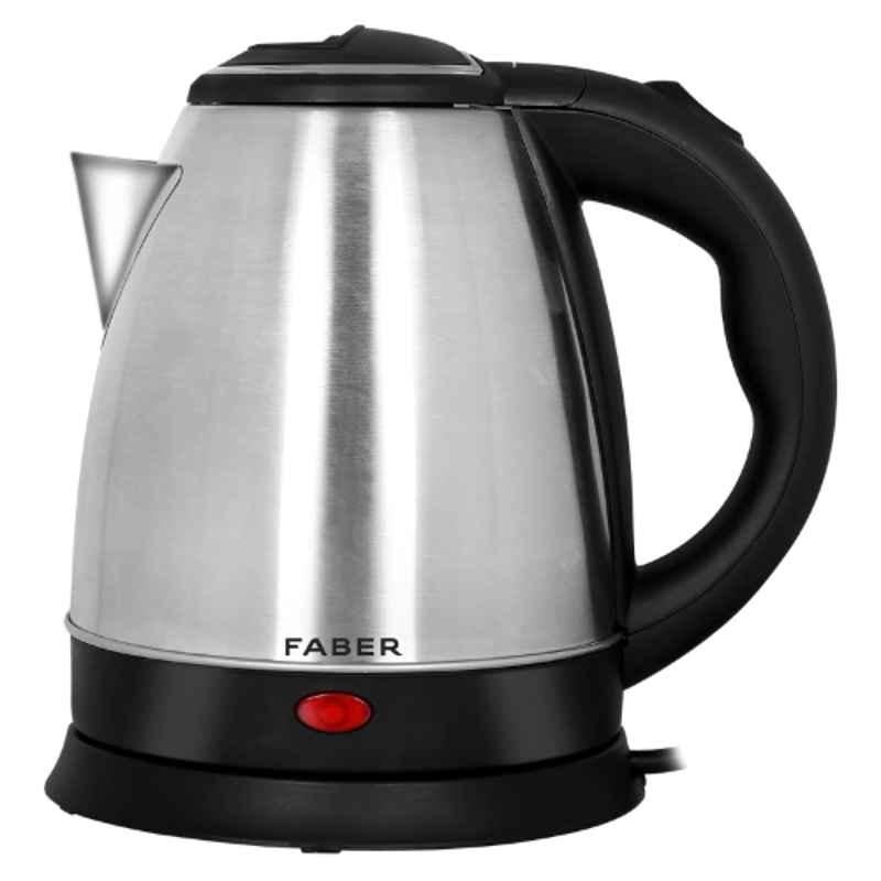 Faber 1500W 1.2 Litre Stainless Steel Silver & Black Electric Kettle with 1 Year Warranty, 131.0661.198