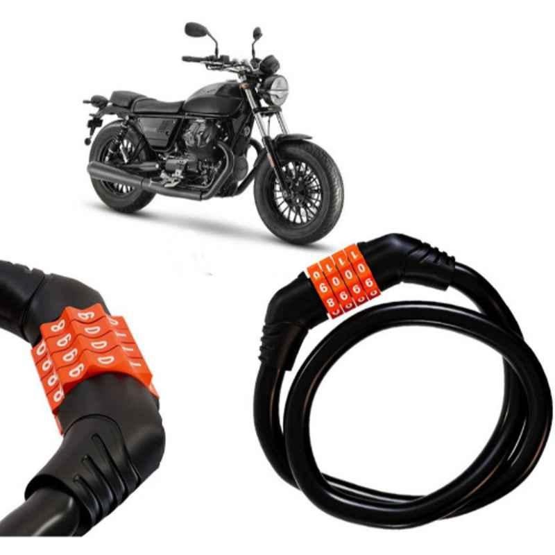 Auto Pearl Black & Orange 4 Digit Anti-Theft Combination Number Lock for Guzzi V9