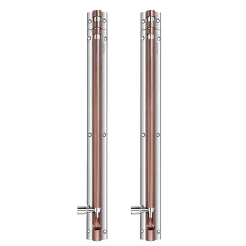 Plantex Stainless Steel 12 inch Tower Bolt/Tower Bolt for Home, Offices Doors & Windows/Tower Bolt for Main Door/Door Latch/Chitakini/Door Latch for Windows - Pack of 2 (Rose Gold & Chrome)