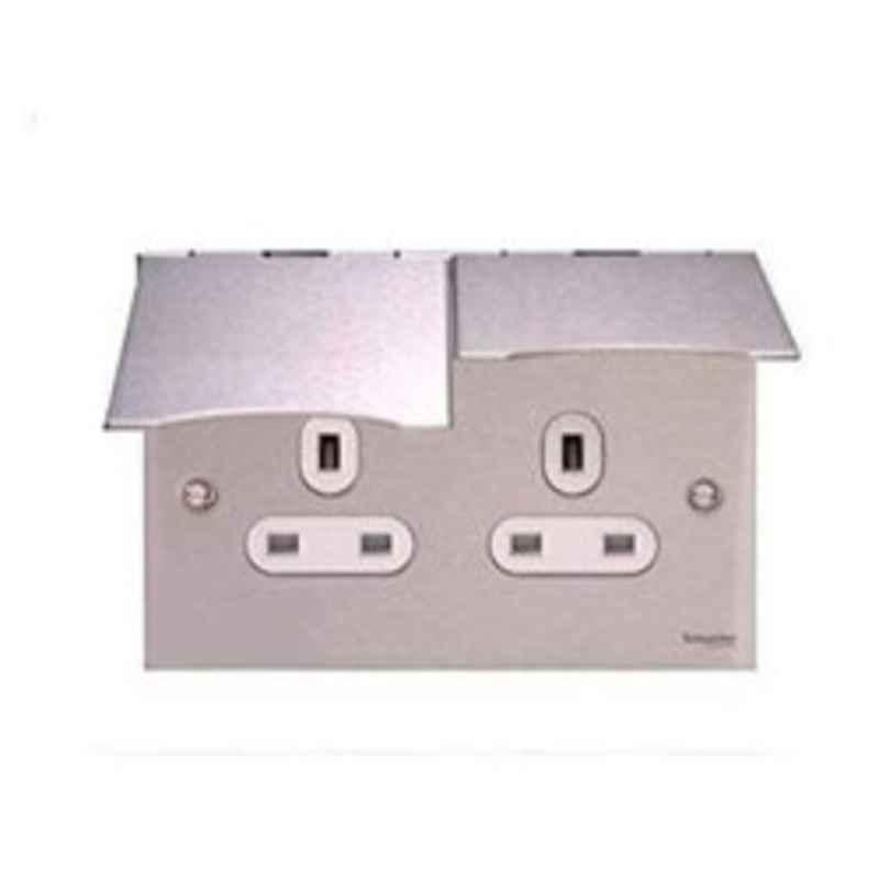 Schneider GU3252WSS 13A 88x148mm Flat Plate Ultimate Twin Floor Socket