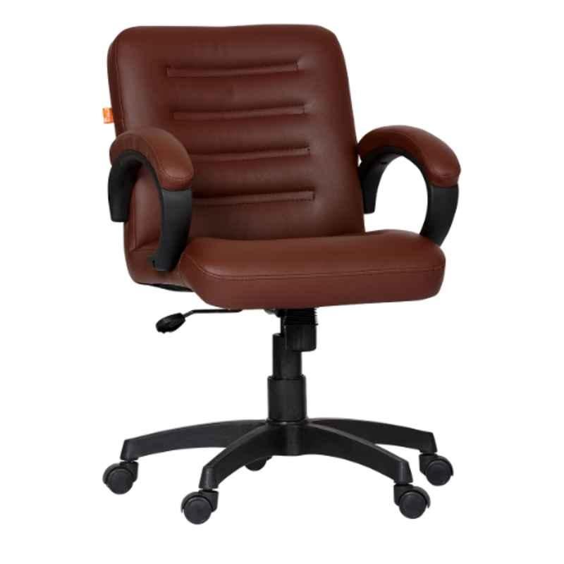 Da URBAN Texas Brown Mid Back Revolving Leatherette Ergonomic Executive Chair for Home & Office