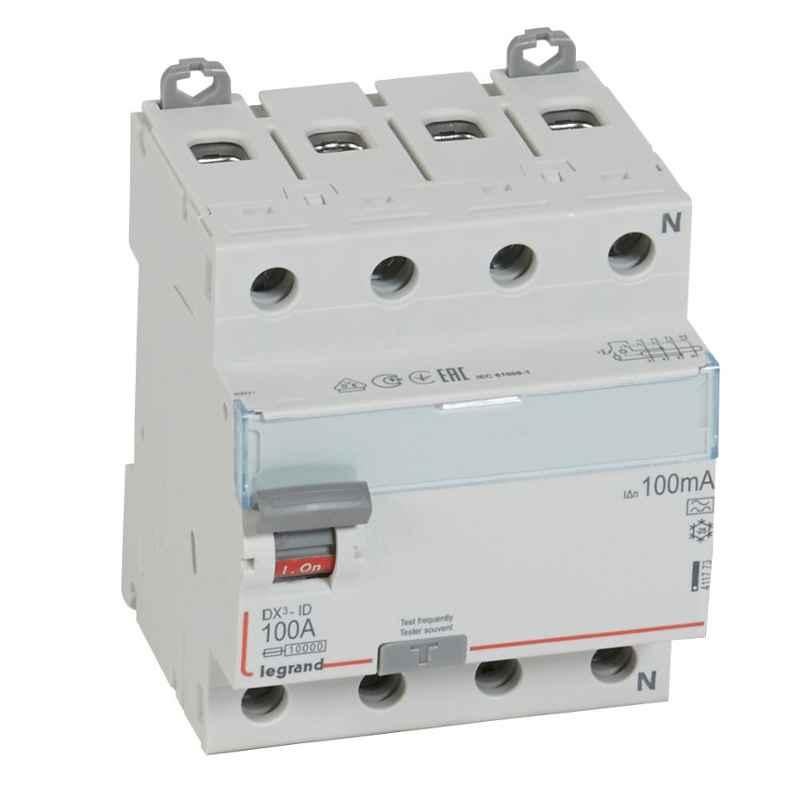 Legrand DX3-ID 100A 400V 4 Pole AC Type RCD, 411773