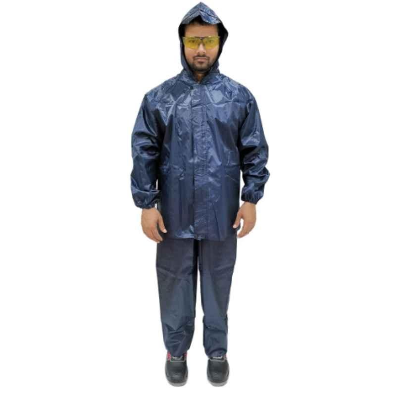 Workman Polyester & PVC Navy Blue Rain Suit, RS YM 03, Size: M