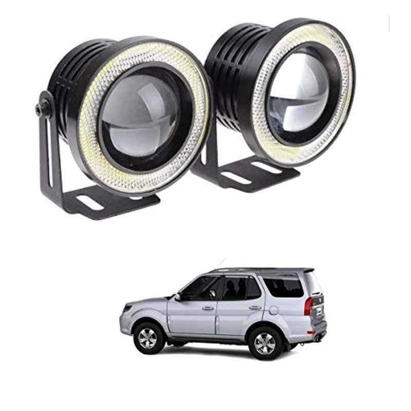 Kozdiko 2 Pcs 15W 3.5 inch High Power White LED Projector COB Fog Light Set with White Angel Eye Ring for Tata Safari::Grand Dicor, koz_89376