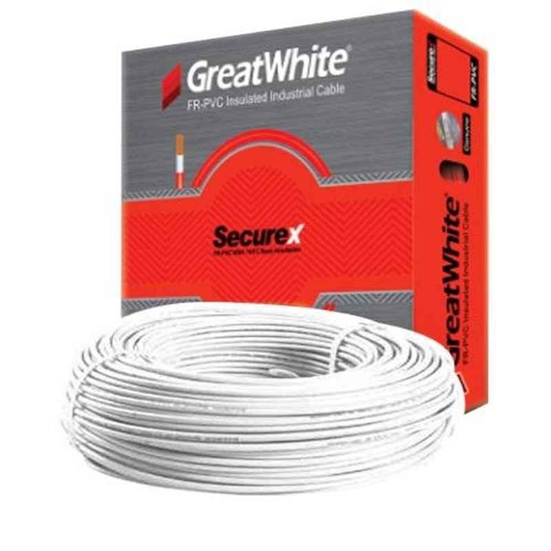 GreatWhite SecureX 1 Sqmm 90m White Single Core FR-PVC Insulated Industrial Cable