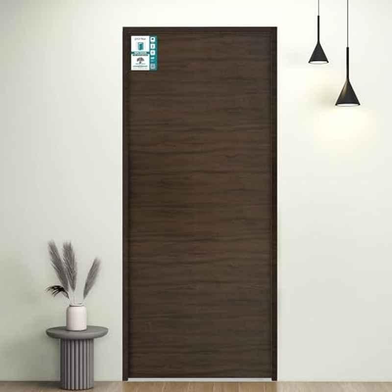 Plantex 30x81 inch 21.5kg 25mm 2.5x6.75ft Wooden Finish Charcoal Oak WPC Doors for Termiteproof Bathroom Door, Home, Balcony, Office & Kitchen, Density-550