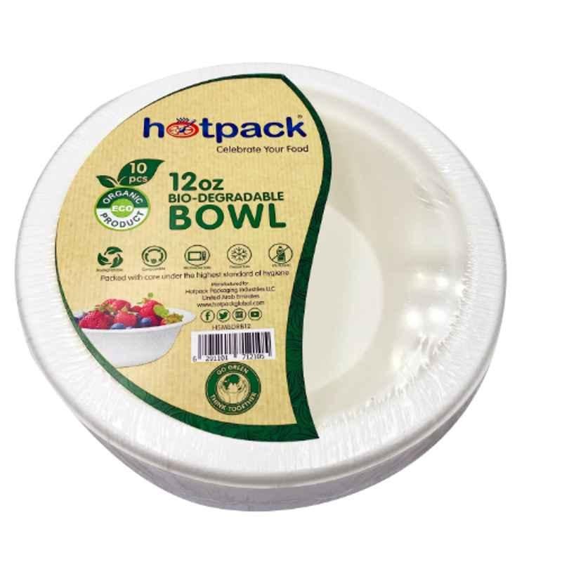 Hotpack 10Pcs 12Oz Paper Bio Degradable Pulp Bowl Set, HSMBDRB12