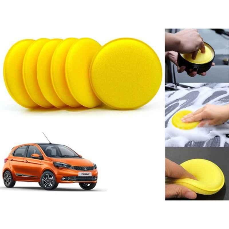 Auto Pearl Polyurethane Beige Washing & Waxing Polish Foam Sponge for Tiago 2019 XT XZ (Pack of 6)