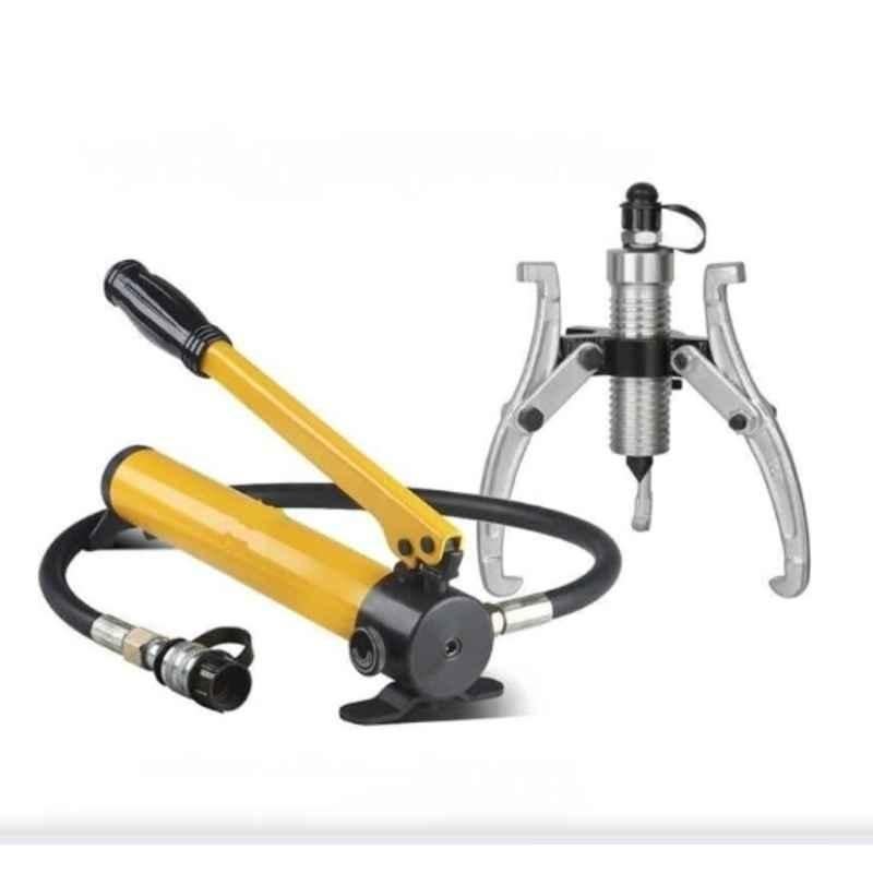 Nutronics 5 Ton Steel Yellow Split Hydraulic Gear Puller with CP 180 Hand Pump, NS HP-5T