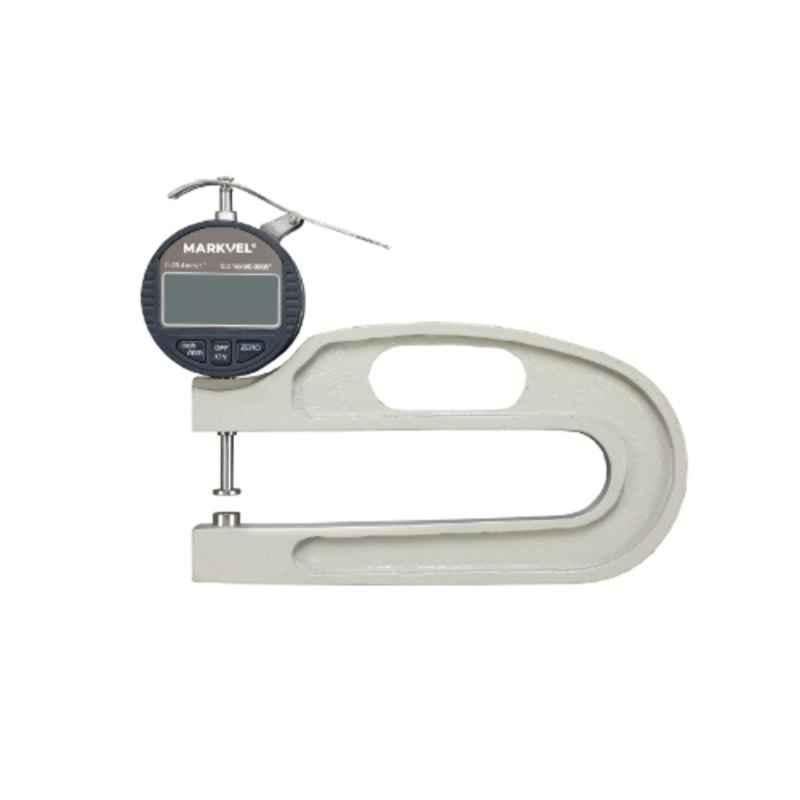 Markvel 0.01x25.4mm Alloy Steel Digital Thickness Gauge with 100mm Throat Depth, 524-0125-120