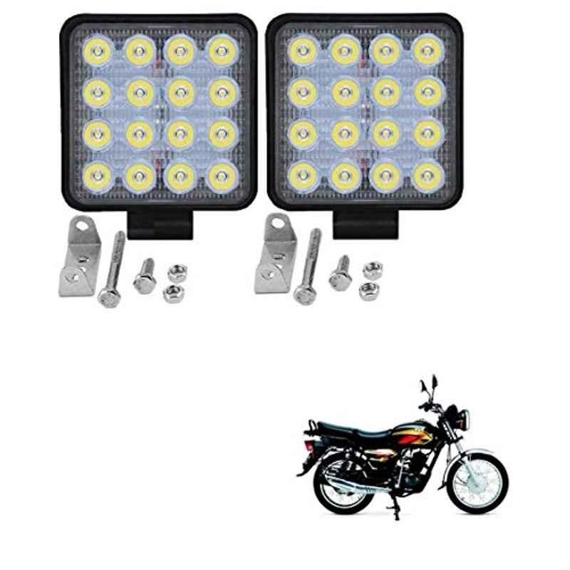 Kozdiko 2 Pcs 48W 16 LED Square Bright Beam White Fog Light Set for TVS Max 4R, koz_92941