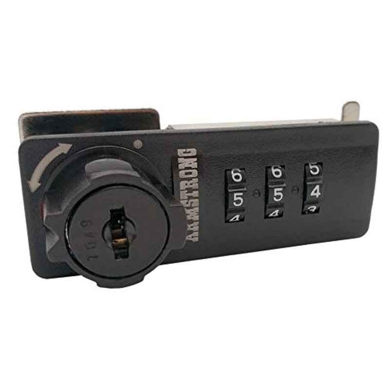 Armstrong 3 Digit Dial Number Combination Cabinet Locks Cam Lock Type With Key High Quality Abs Housing Zinc Cylinder (Right Hand) Black Color
