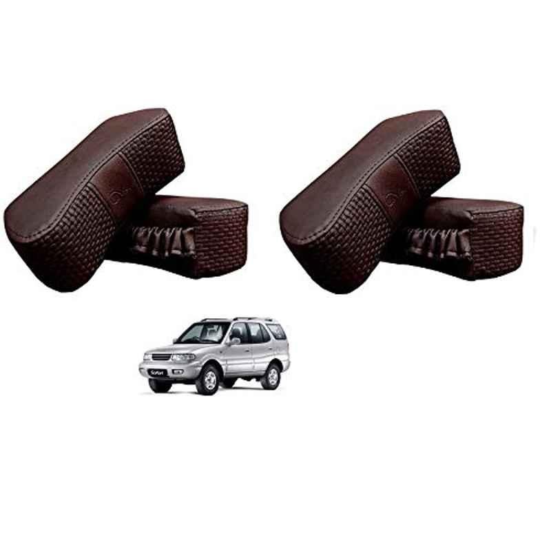 Kozdiko 4 Pcs CV Designer Cola Leatherite Neck Rest Car Cushion Pillow Set for Tata Safari Dicor