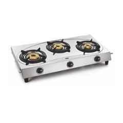 Padmini 3 Burner Silver Manual Ignition Stainless Steel Gas Stove, 3BR CS-304
