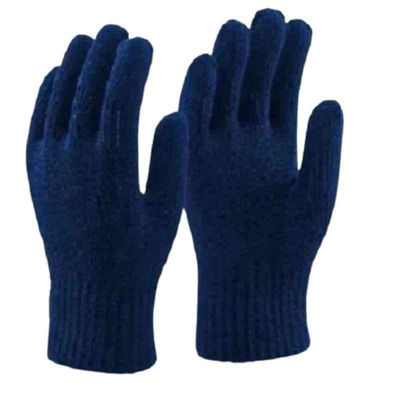 Generic 420GSM Cotton Knitted Blue Safety Gloves, Size: L, NACTN420GM (Pack of 12)