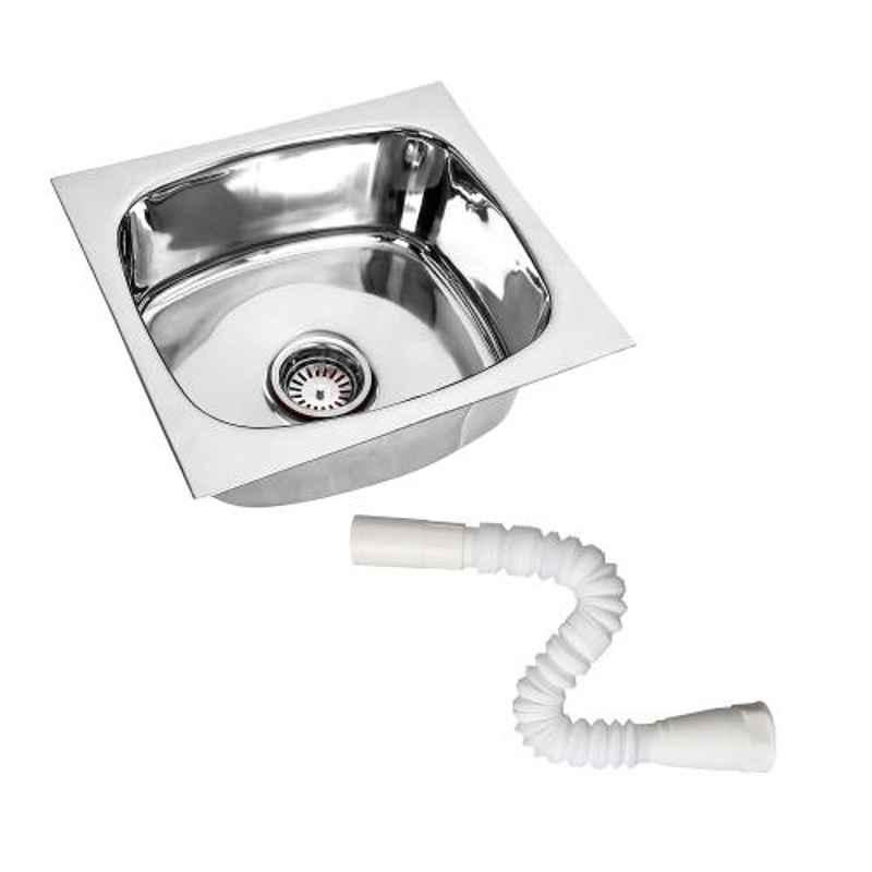 Renvox 18x16x9cm Stainless Steel Glossy Finish Kitchen Sink with Pipe