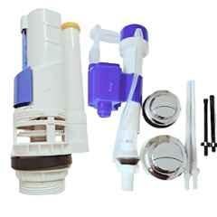 Elegant Casa 10 inch Polypropylene Flush Tank Toilet Repair Kit with Dual Flush & Fill Valve, Siphon & 2 Push Button