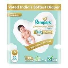 Pampers 70 Pcs Premium Care Cottony Softness Baby Diaper Packet, Size: Small