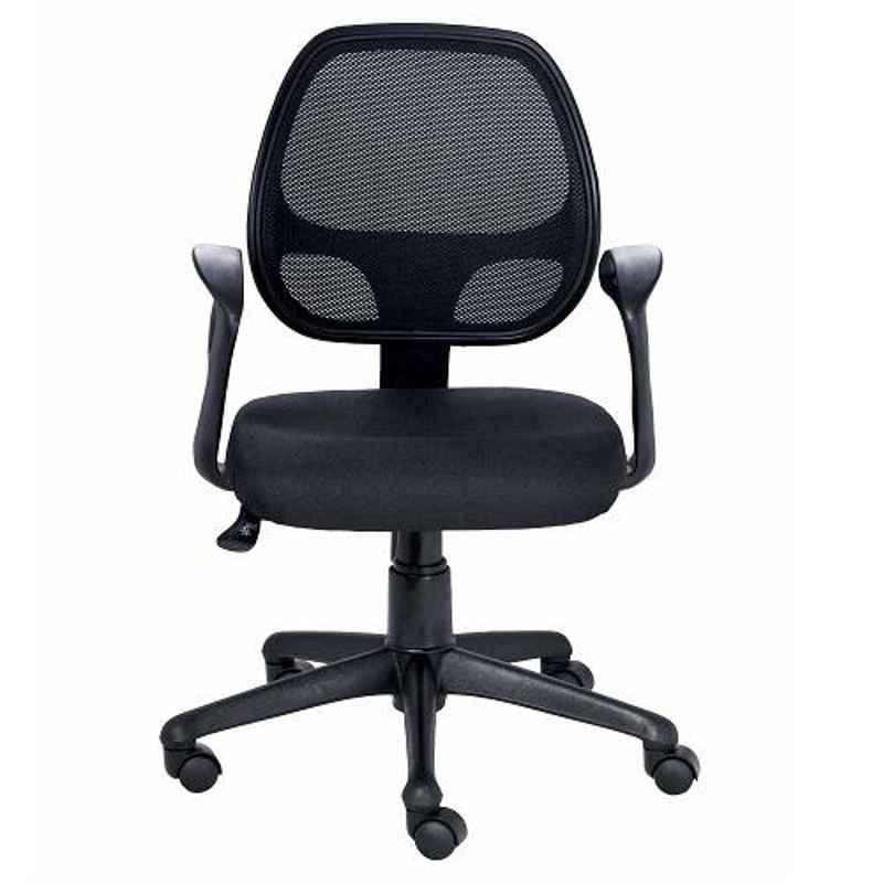 VJ Interior Provo Polypropylene & Upholstery Net Fabric Black Low Back Mesh Chair, VJ-723