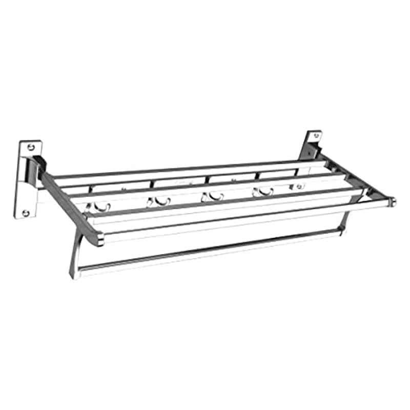Ruhe 24 inch 304 Stainless Steel Square Foldable Towel Rack for Bathroom and Kitchen/Towel Holder/Towel Stand/Bathroom Accessories for Home, 12-1301-03
