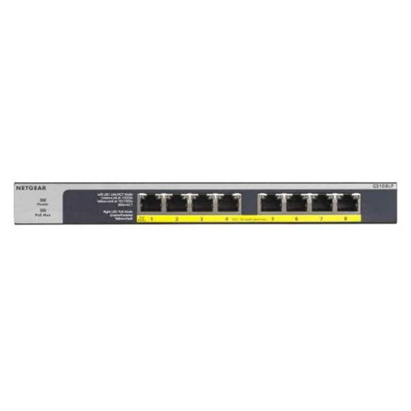 Netgear 60W 8 Ports 16 Gbps Gigabit Ethernet Poe Plus Unmanaged Switch with 8 Poe Plus Ports, GS108LP