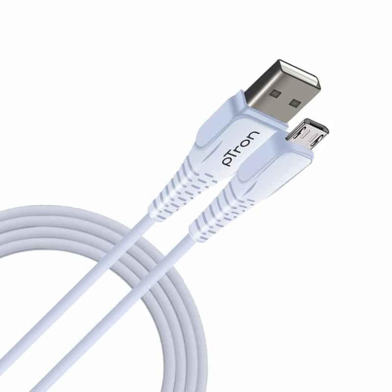 pTron Solero M241 2.4A 1m White Micro USB Data & Charging Cable with 480Mbps Data Sync