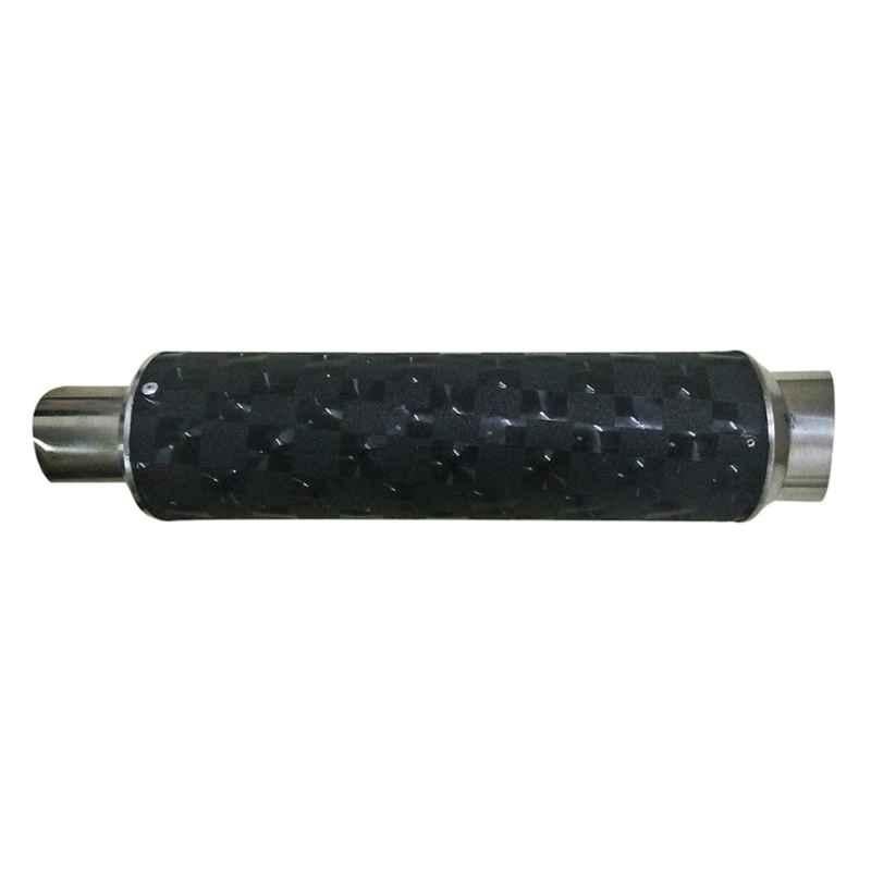 RA Accessories Black Textured Black Silver Cap Silencer Exhaust for TVS Victor Edge