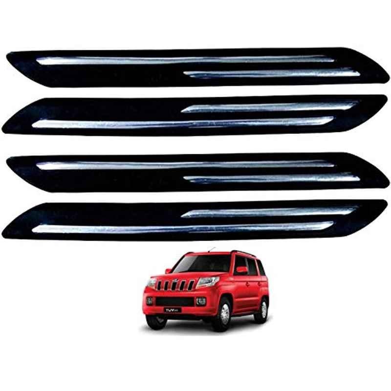 Kozdiko 4 Pcs PVC Black Double Chrome Finish Car Bumper Protector Set for Mahindra TUV-300