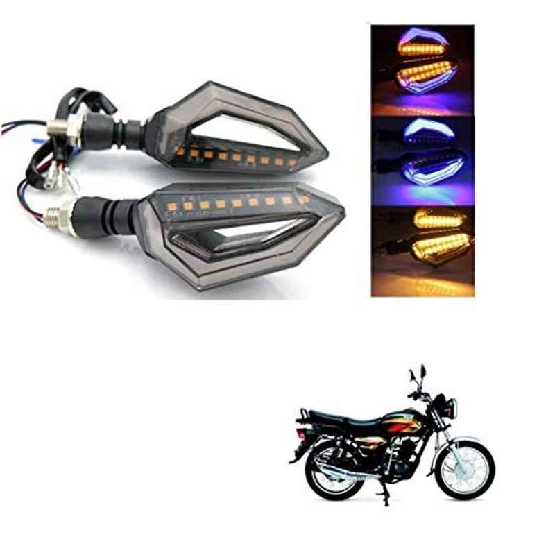 Kozdiko 4 Pcs Bike D Shaped 9 LED Front & Rear Side Turn Signal Indicator Light Set for TVS Max 4R