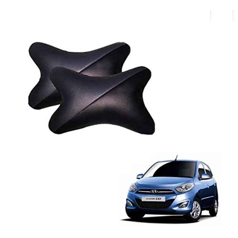 Kozdiko 2 Pcs Memory Foam Grey & Black Car Neck Rest Cushion Pillow Set for Hyundai i10