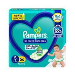 Pampers 56 Pcs All Round Protection Baby Diaper Packet with Aloe Vera & Vitamin E, Size: Small