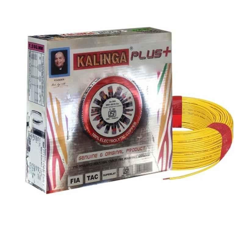 Kalinga Plus 1 Sqmm Single Core Yellow FR PVC Insulated Housing Wire, Length: 90 m