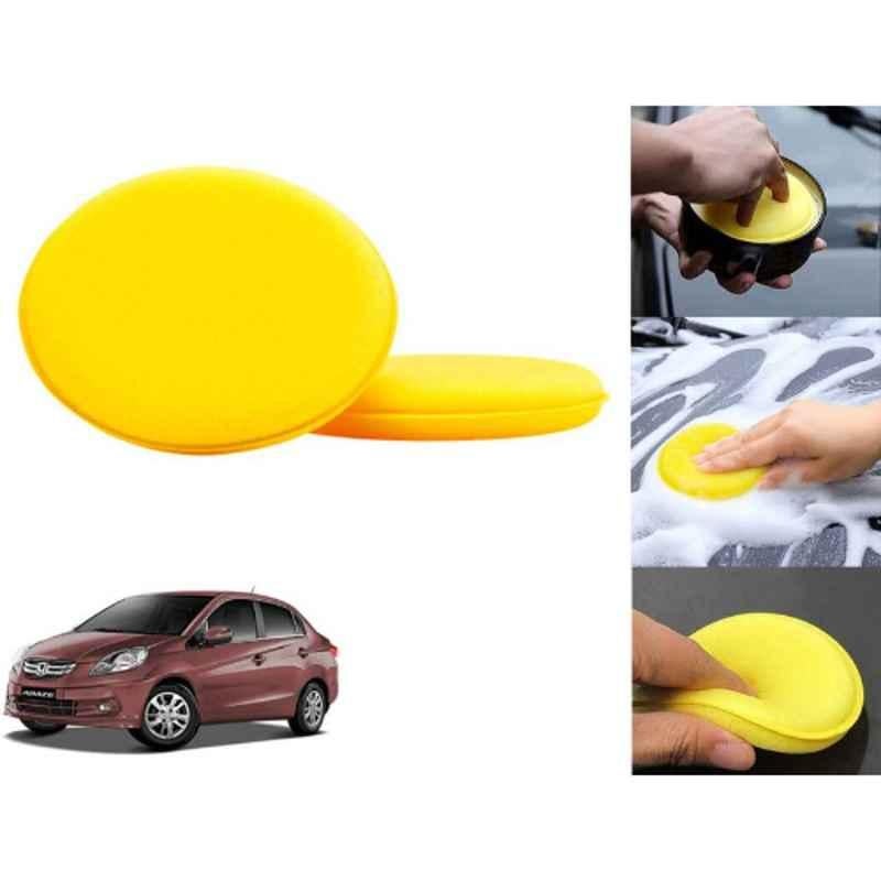 Auto Pearl Polyurethane Beige Washing & Waxing Polish Foam Sponge for Amaze T1 2013-2015 (Pack of 2)