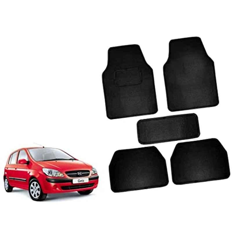 Auto Pearl 5 Pcs Polyester Black Car Floor Carpet Set for Hyundai Getz Prime