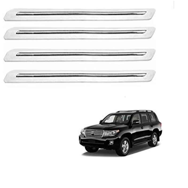 Kozdiko 4 Pcs PVC White Car Bumper Protector Set with Chrome Strip for Toyota Land Cruiser