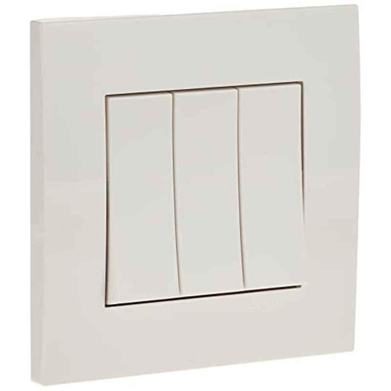 Schneider Vivace 1A 1 Way 3 Gang Polycarbonate White Plate Switch, KB33R_1